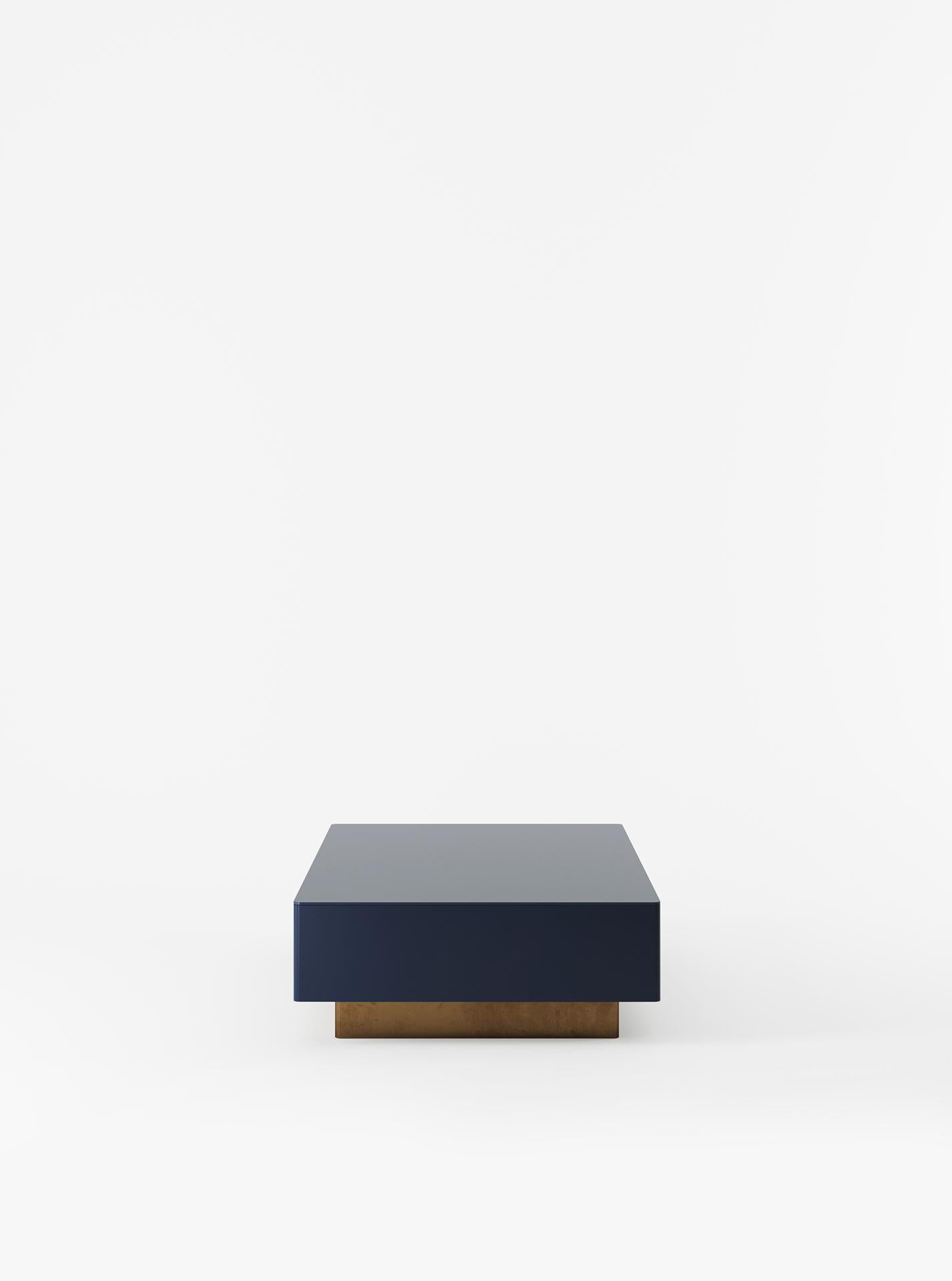 Minimalist Custom Chelmsford Lacquered Steel and Glass Coffee Table in Custom Color For Sale