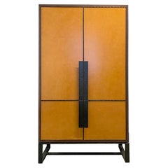 Custom Chelsea Leather Bar Cabinet by Ercole Home