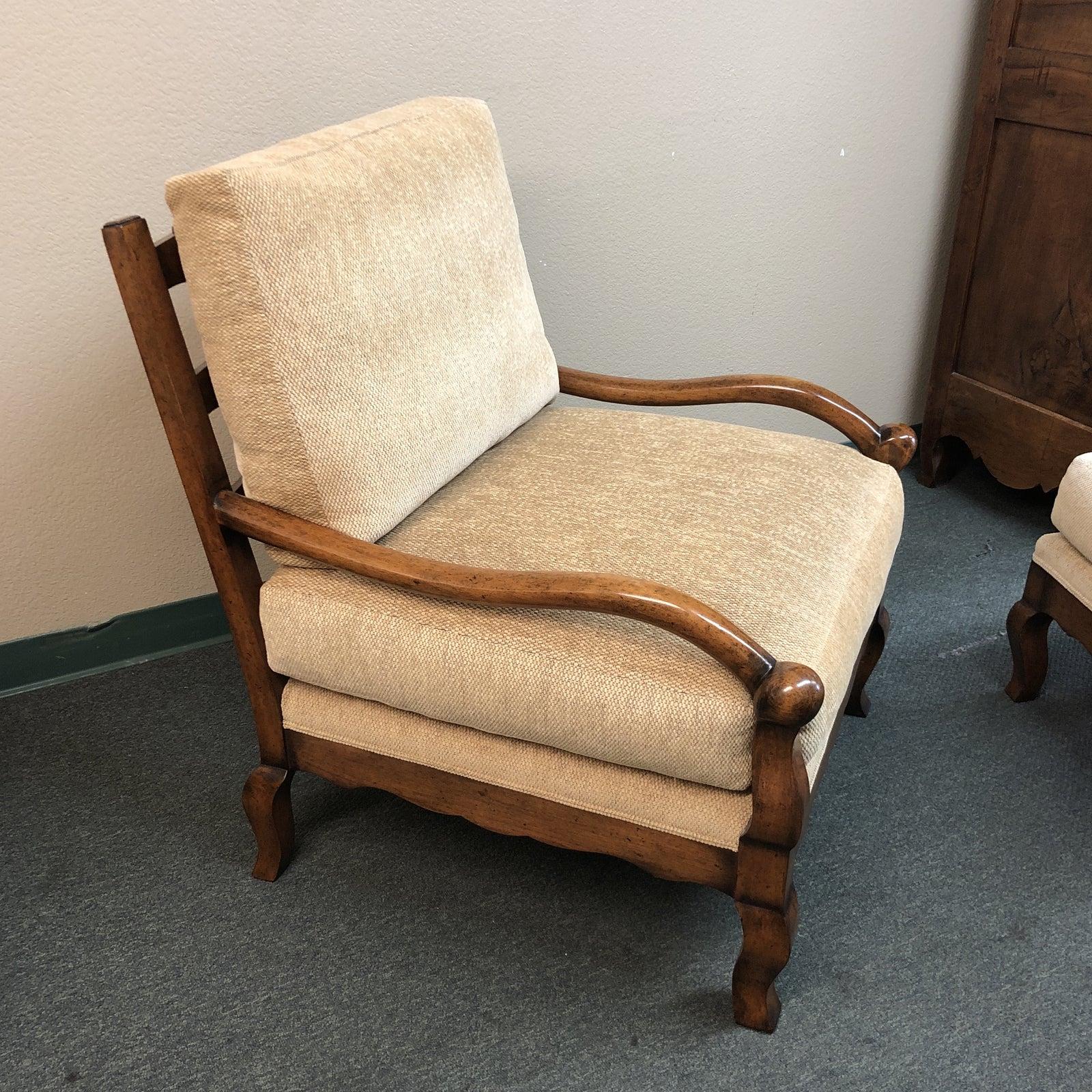 Custom Chenille Armchair and Ottoman For Sale 4