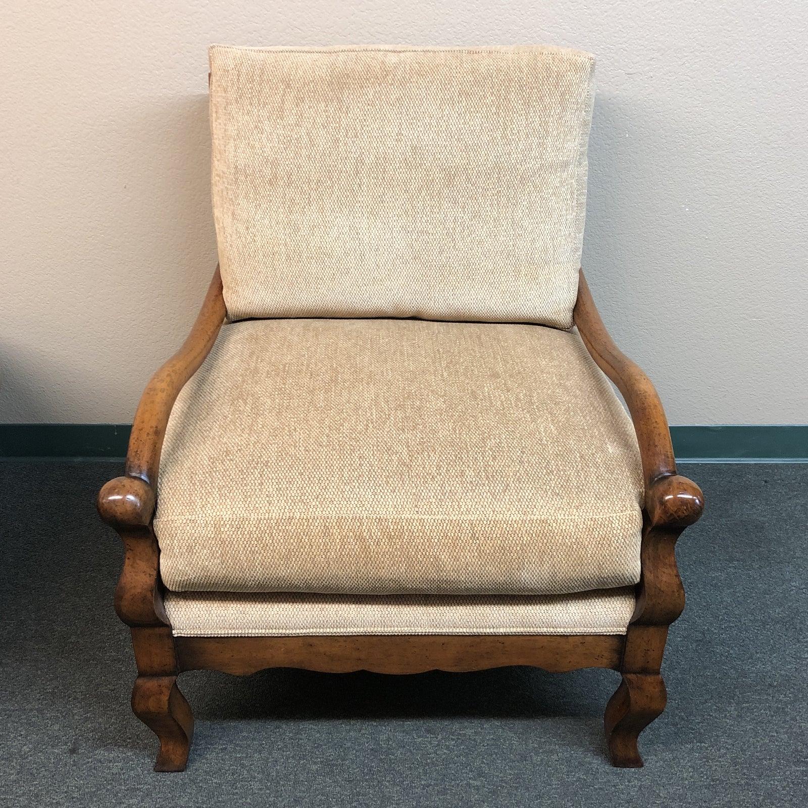 Custom Chenille Armchair and Ottoman For Sale 5