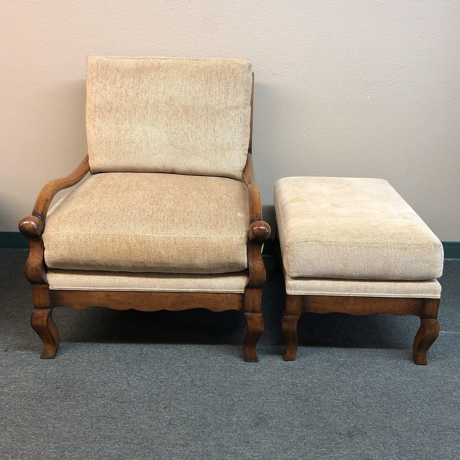 customized leather armchair with ottoman