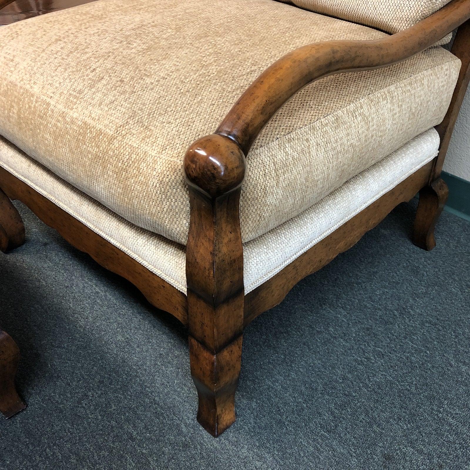 Contemporary Custom Chenille Armchair and Ottoman For Sale