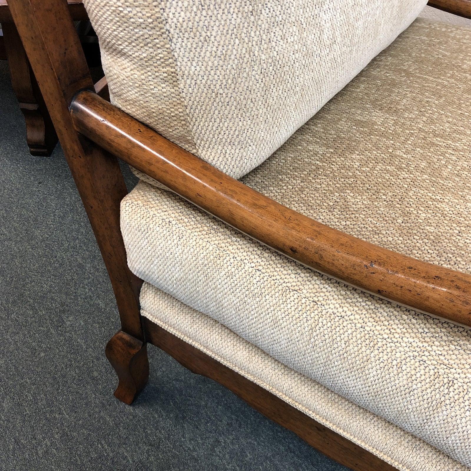 Custom Chenille Armchair and Ottoman For Sale 1