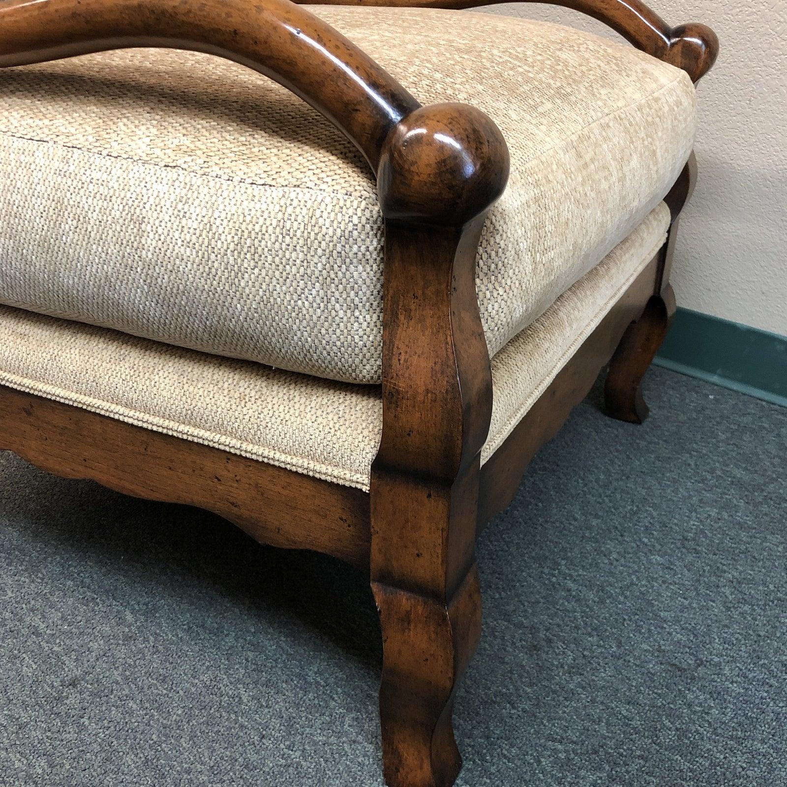 Custom Chenille Armchair and Ottoman For Sale 2