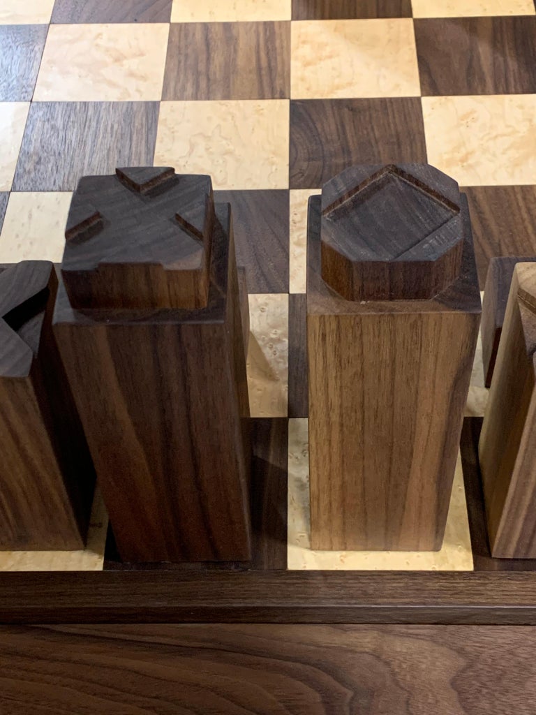 American Custom Chess Set and Game Table For Sale