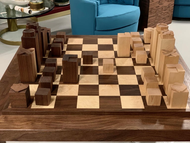 Custom Chess Set and Game Table In Excellent Condition For Sale In Palm Springs, CA