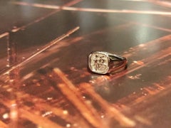 Custom Chinese Character Fortune Luck Happiness 18K Gold Solid Signet Men's Ring