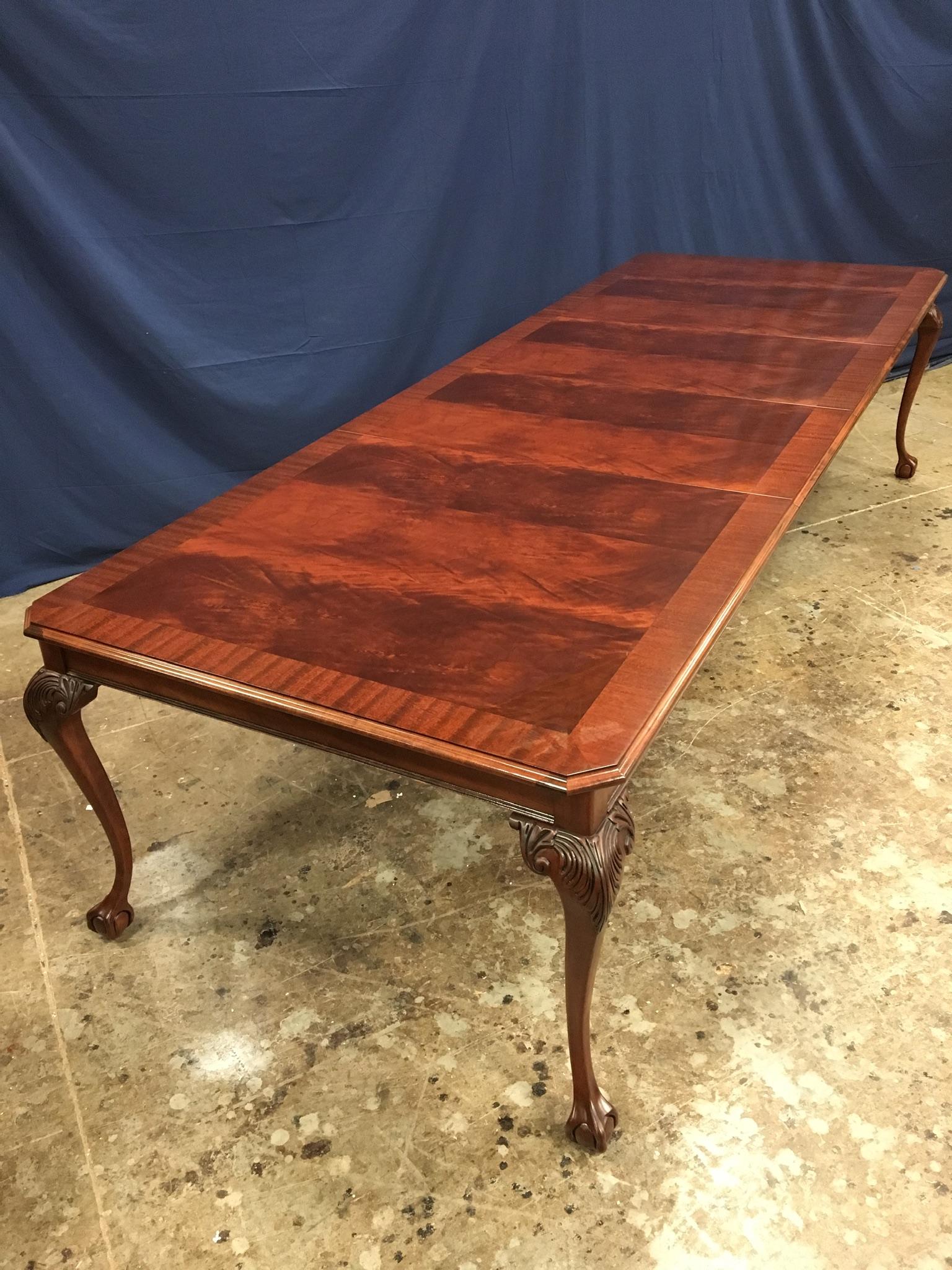 Custom Chippendale Style Ball and Claw Mahogany Dining Table by Leighton Hall 2