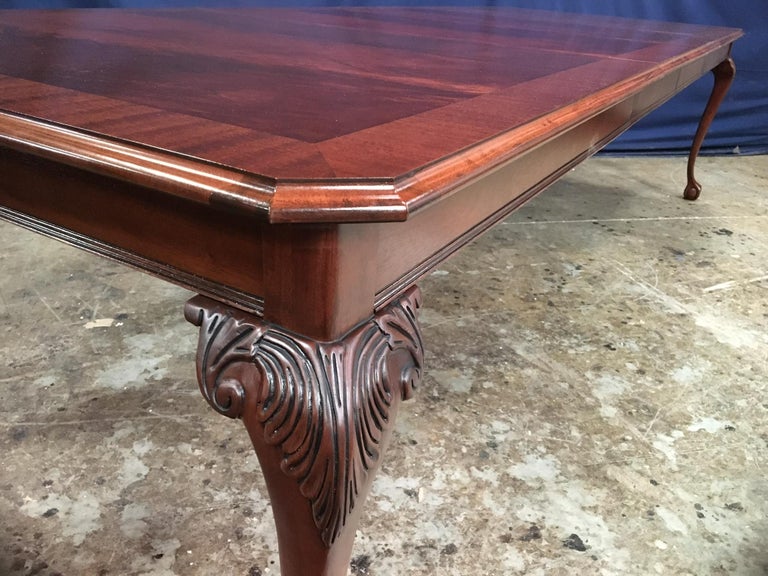 Custom Chippendale Style Ball and Claw Mahogany Dining Table by
