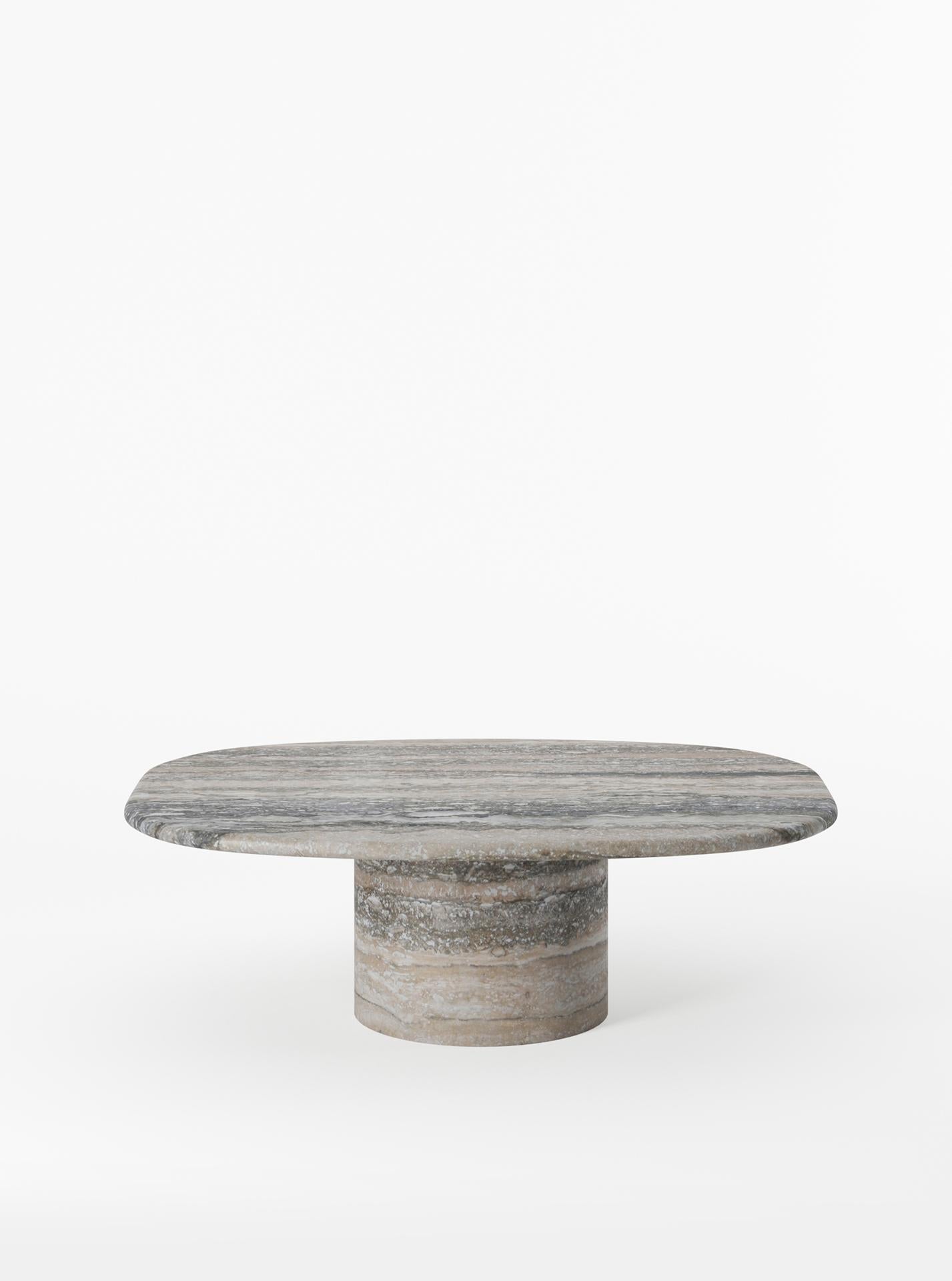 Italian Custom Circa Coffee Table made in Italy in Silver Travertine. 68