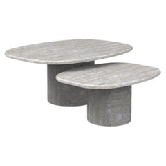 Custom Circa Nesting Tables made in Italy in Travertine Honed and Sealed