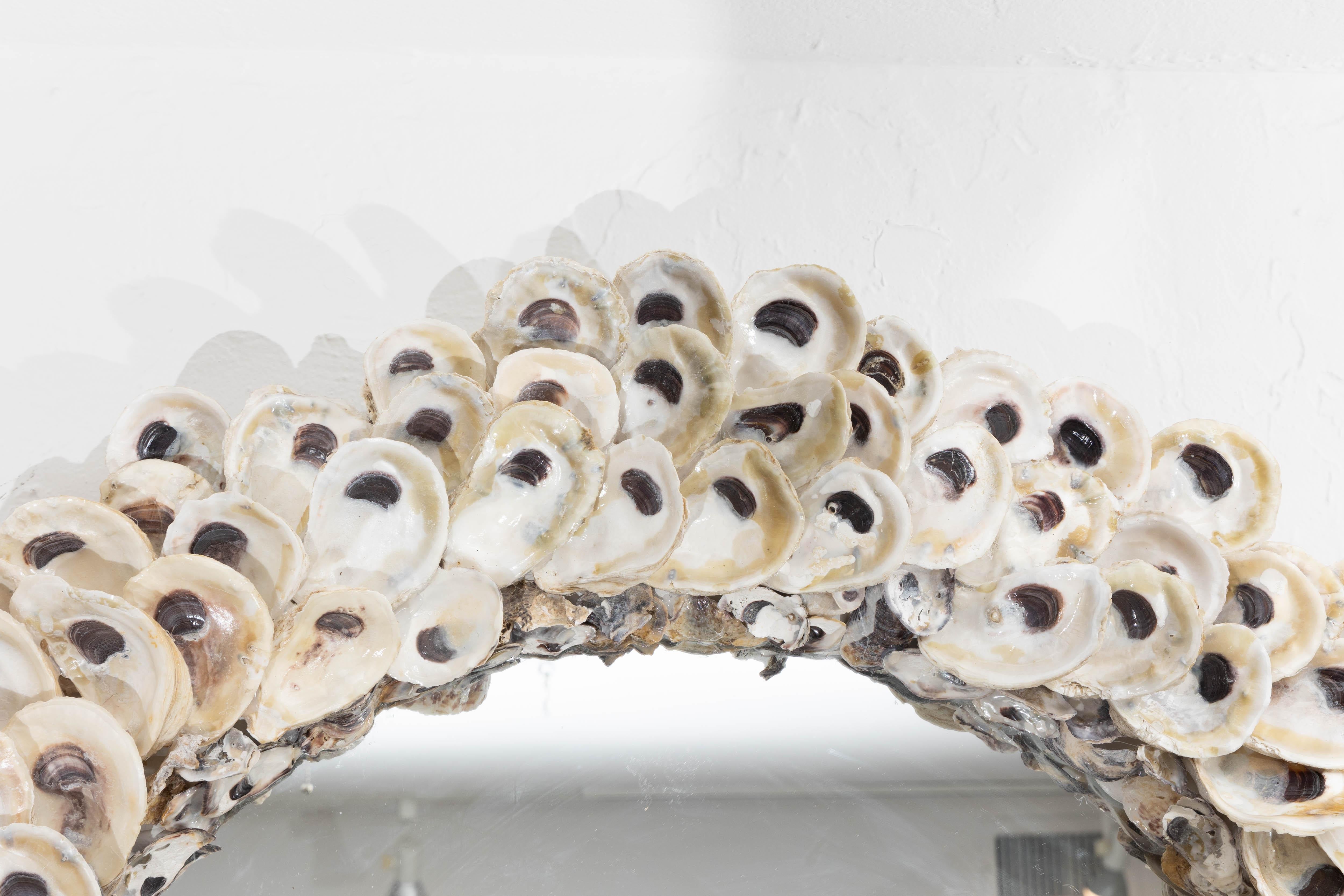 round oyster shell mirror