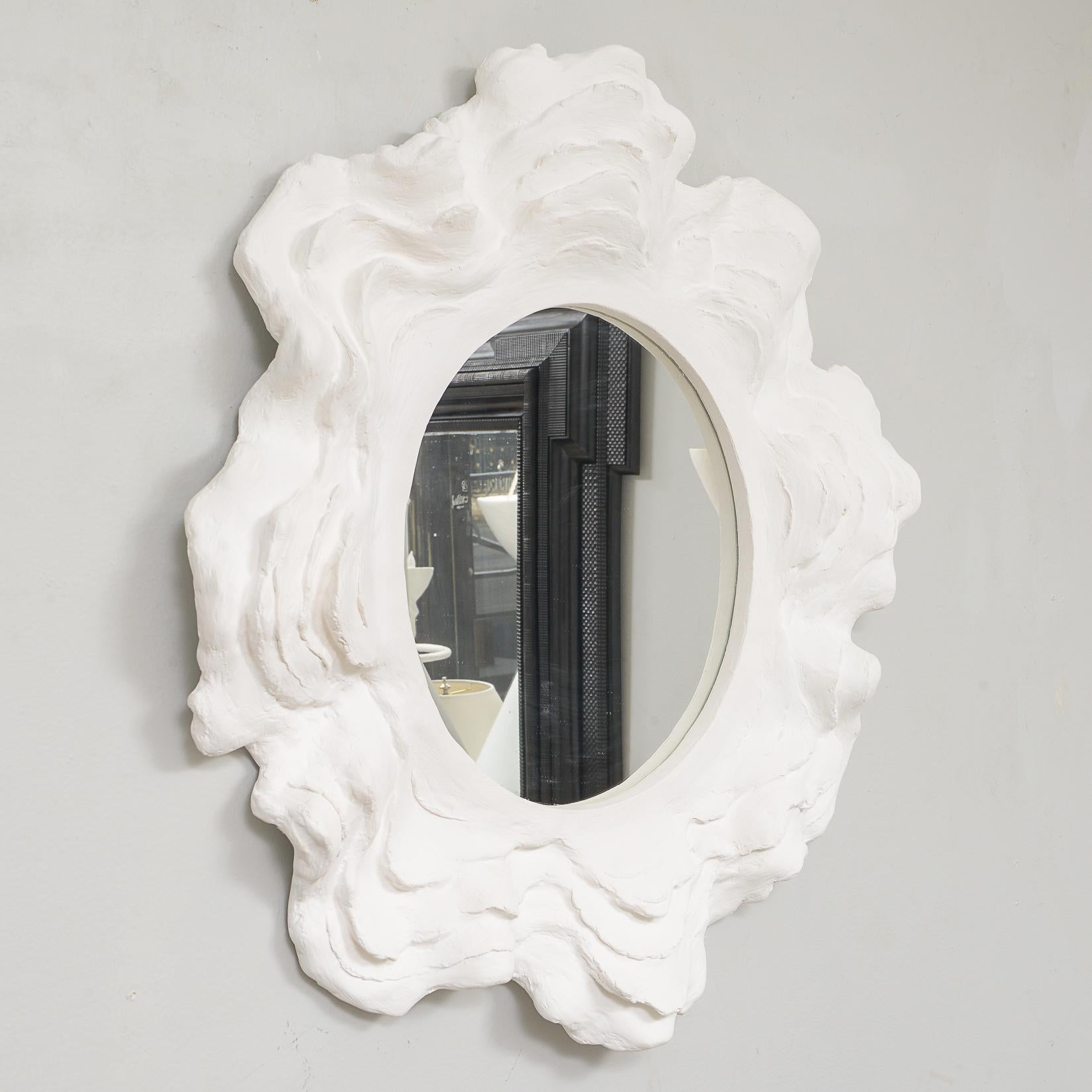 Modern Custom Circular Plaster Mirror For Sale