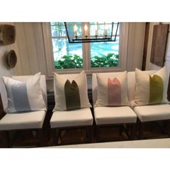 Custom Classic With Baby Blue Velvet Panel Down-Filled 16" Pillow