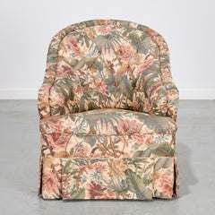 Custom Club Chair Upholstered in Bennison Fabrics Jungle Original on Beige Linen
