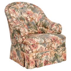 Custom Club Chair Upholstered in Bennison Fabrics Jungle Original on Beige Linen