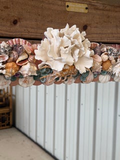 Custom Coastal Seashell Wall Mirror With Coral & Mixed Shell Mosaic Frame