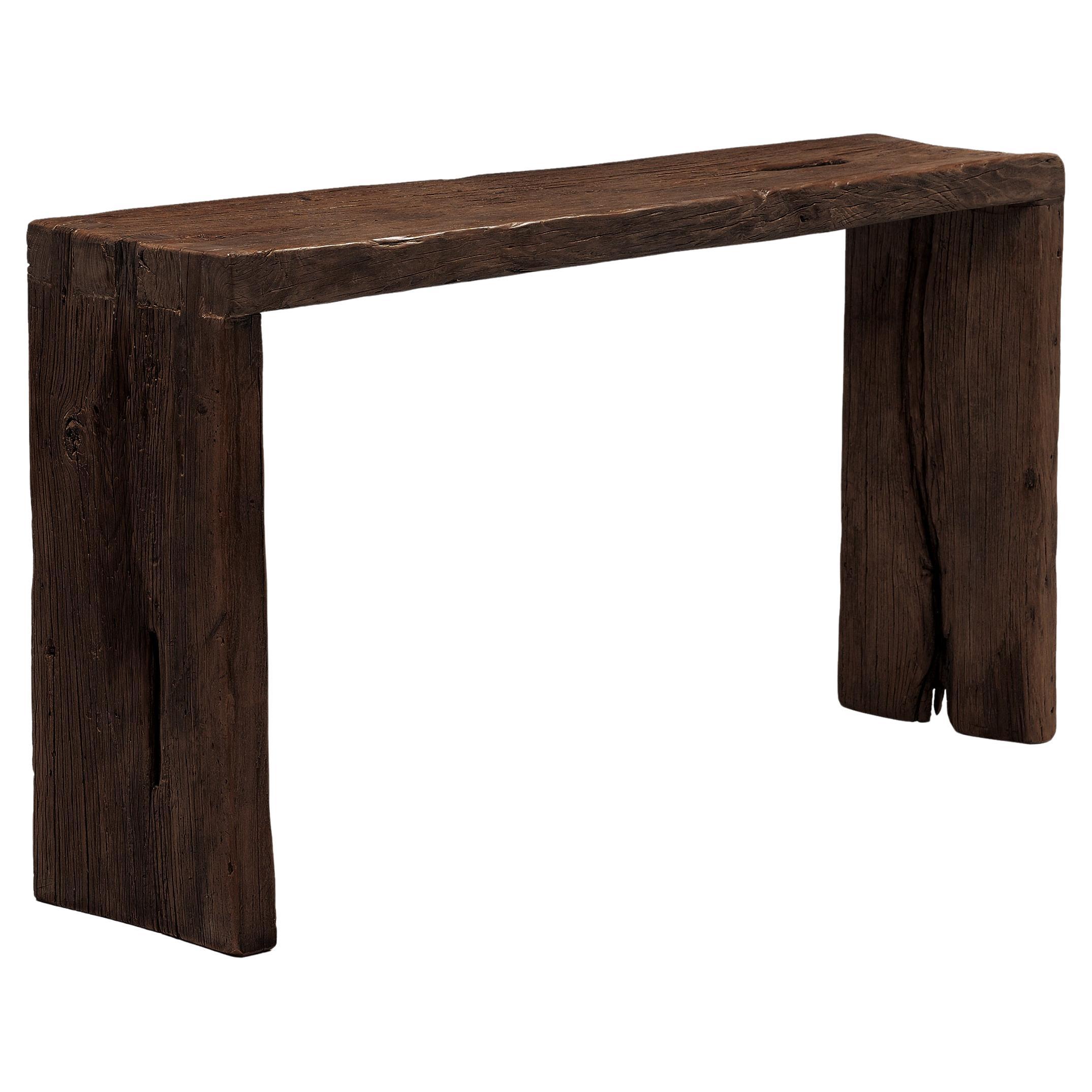 Custom Coffee Reclaimed Waterfall Table For Sale