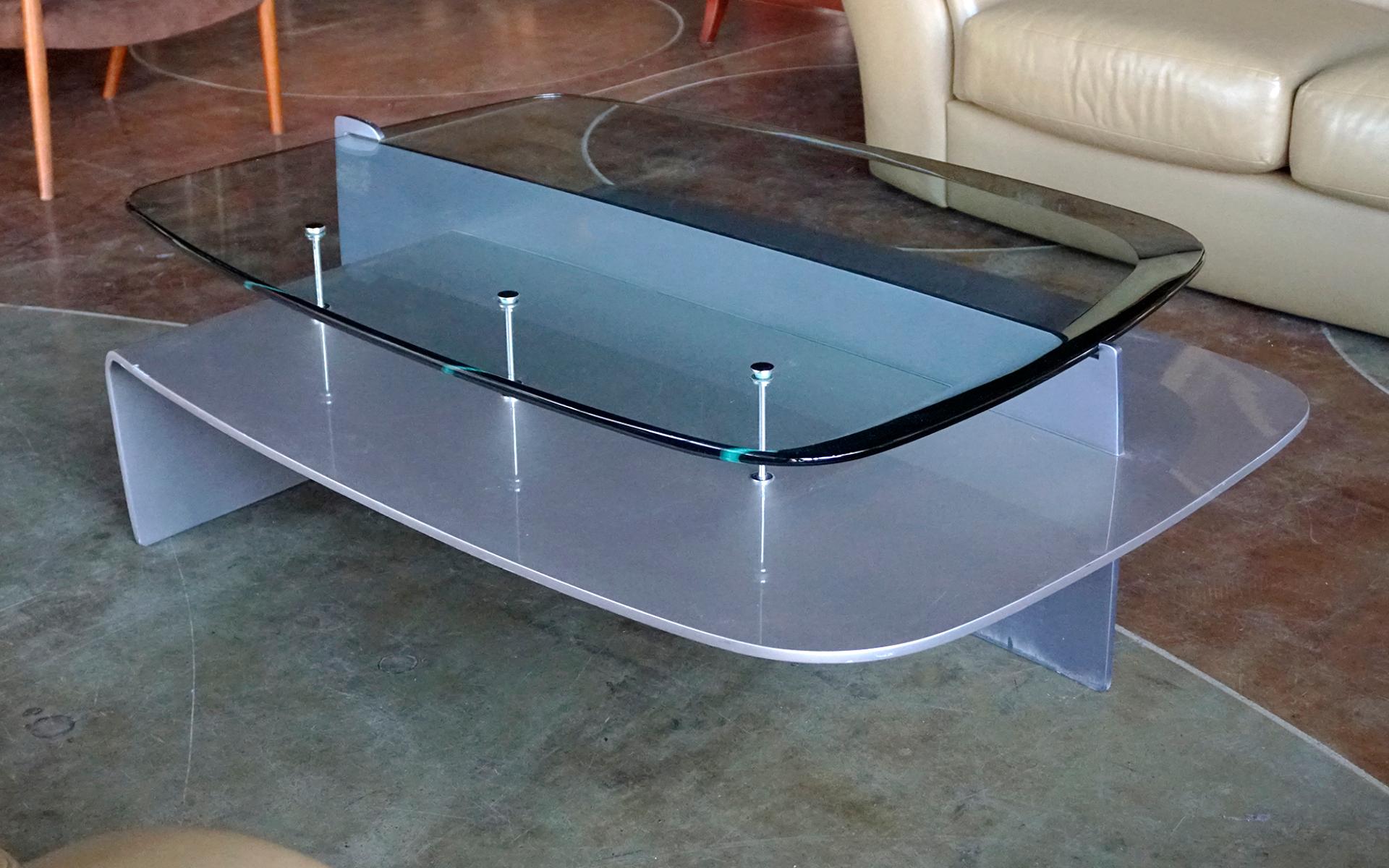 Custom Coffee Table by Krueck & Sexton, Chicago, 1986, Glass, Steel, & Chrome For Sale 2