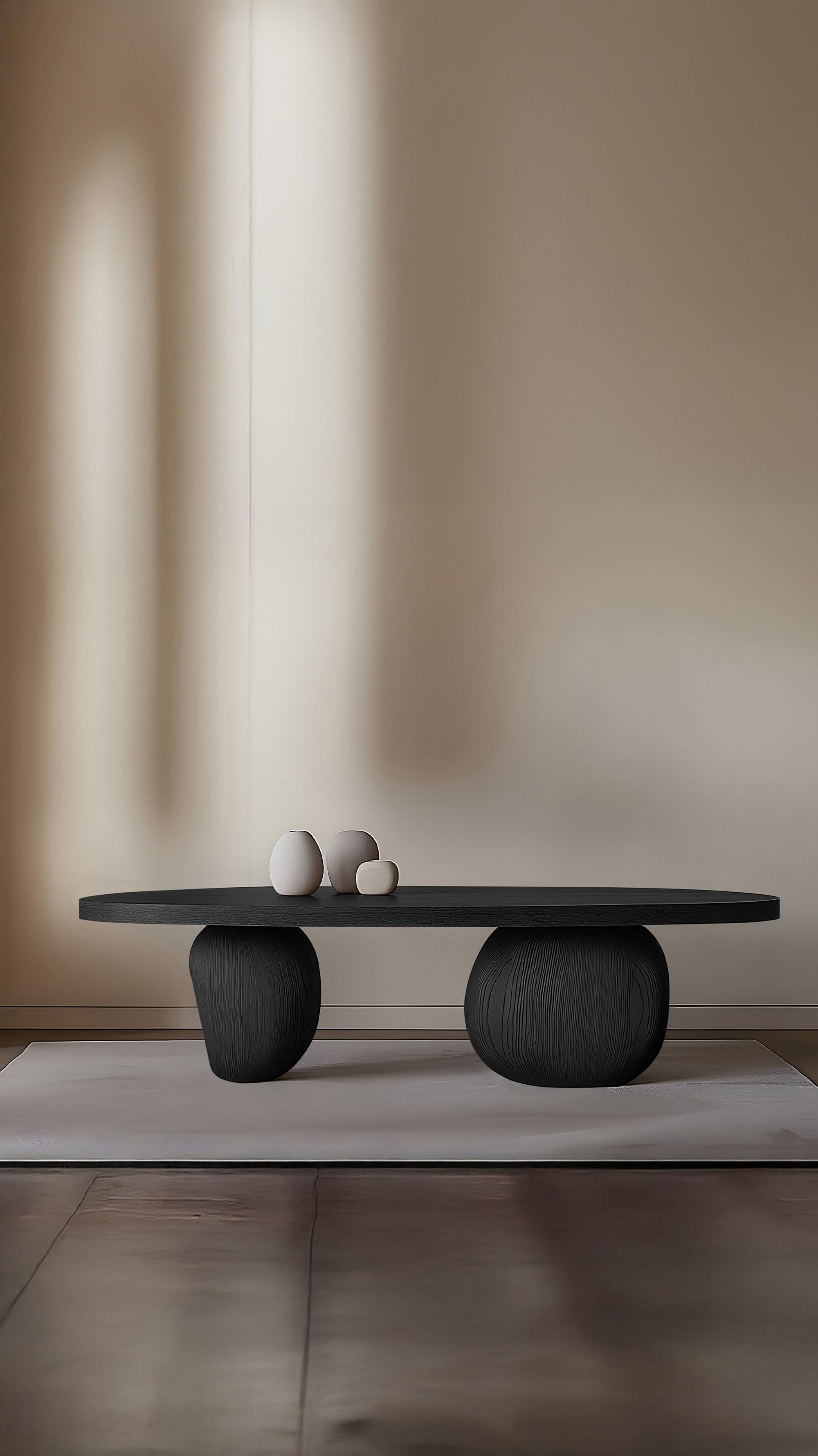 Hardwood Custom Coffee Table Serie 25 – Sereno by NONO with Sculptural Pebble Legs For Sale