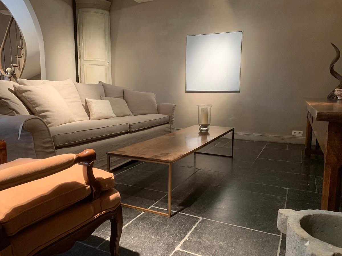 Fait main Table basse sur mesure 18ème siècle Plateau en noyer Base en fer 140 x 90 x 40 en vente