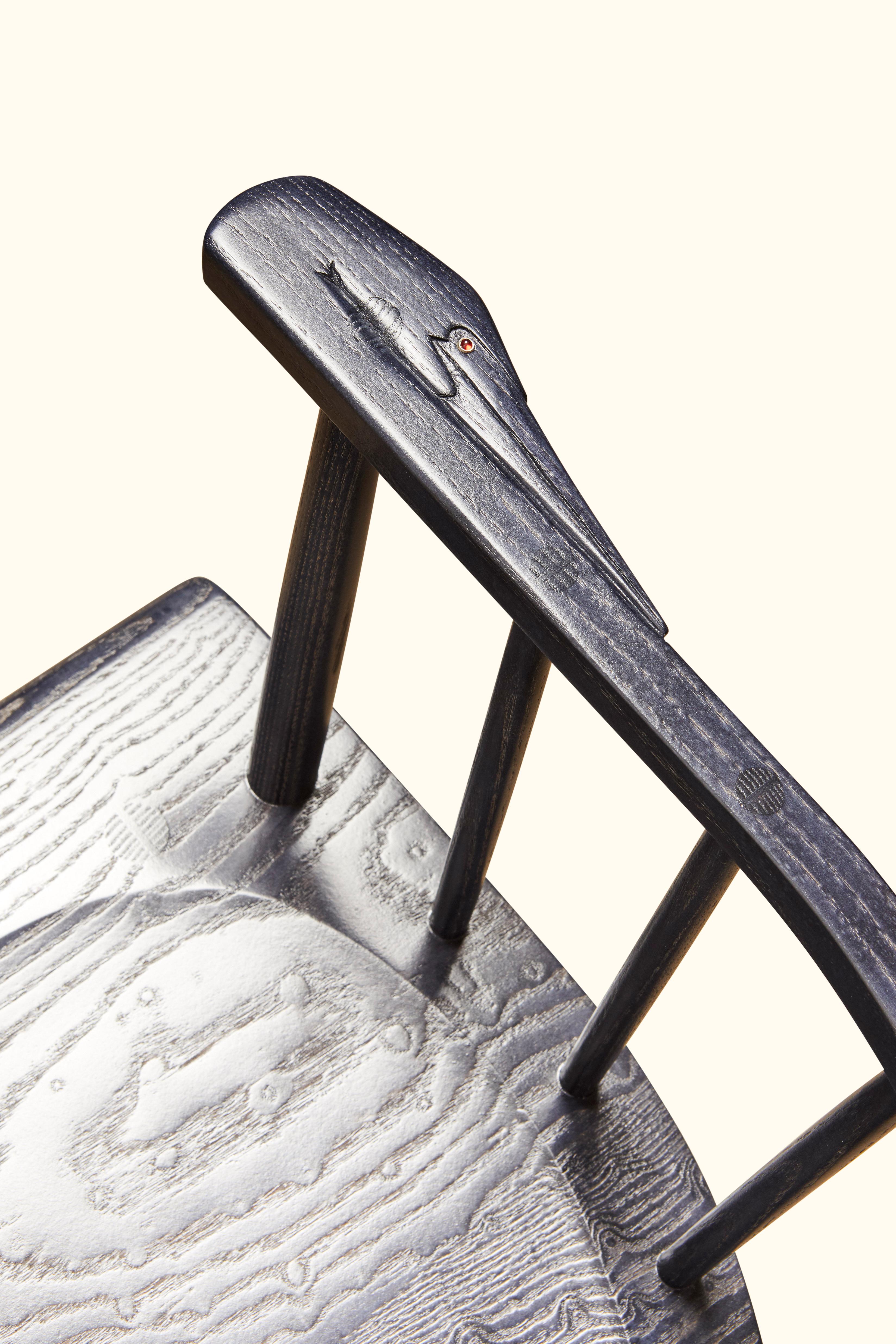 Contemporary Custom Colt Highback Armchair with Crane Heads by O&G Studio