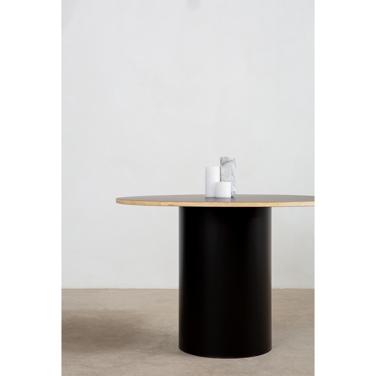 Modern Custom Column Meeting Table Made from Solid Wood with Metal Base For Sale