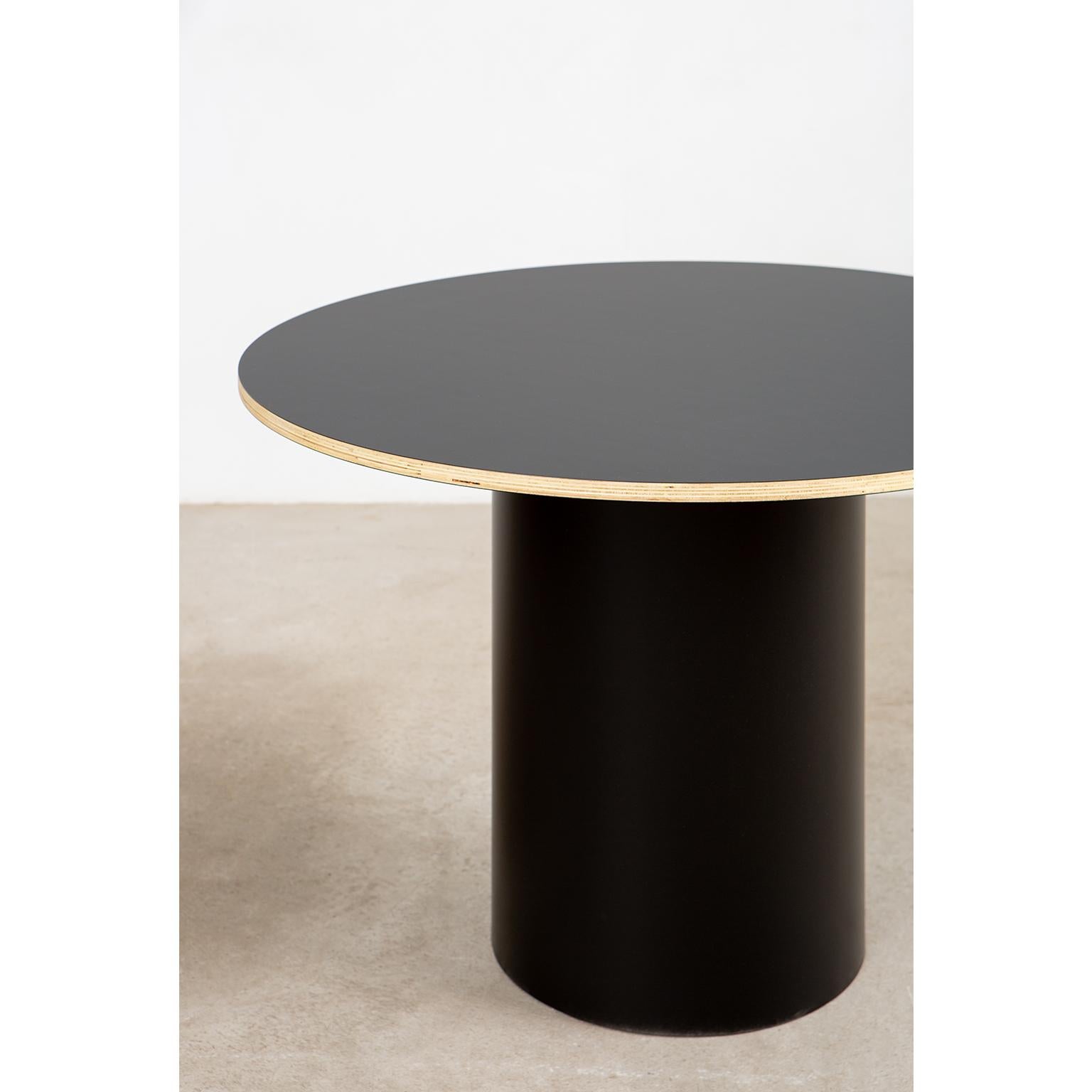 Canadian Custom Column Meeting Table Made from Solid Wood with Metal Base For Sale