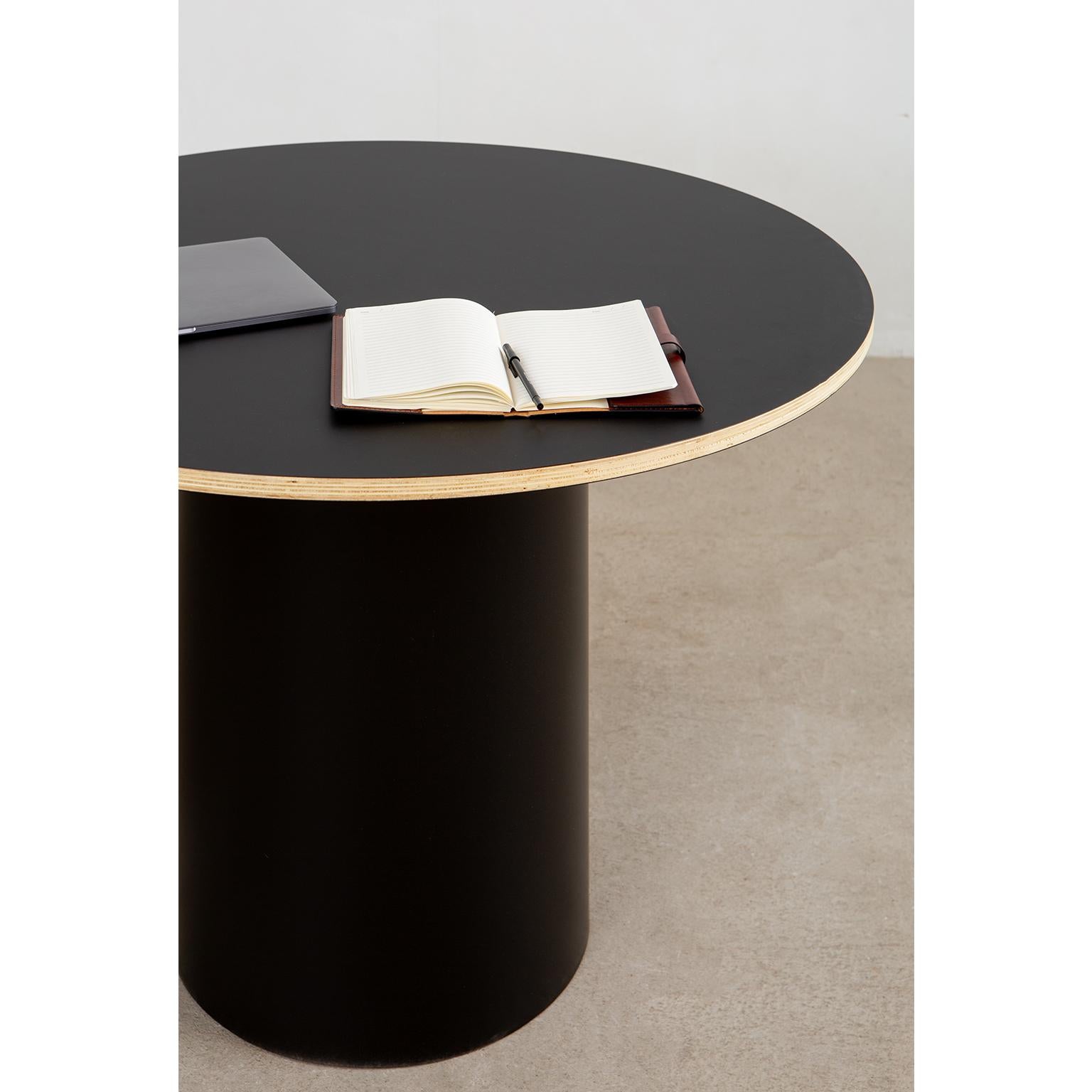 Oiled Custom Column Meeting Table Made from Solid Wood with Metal Base For Sale