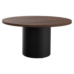 Table de réunion à colonne personnalisée en bois massif avec base en métal