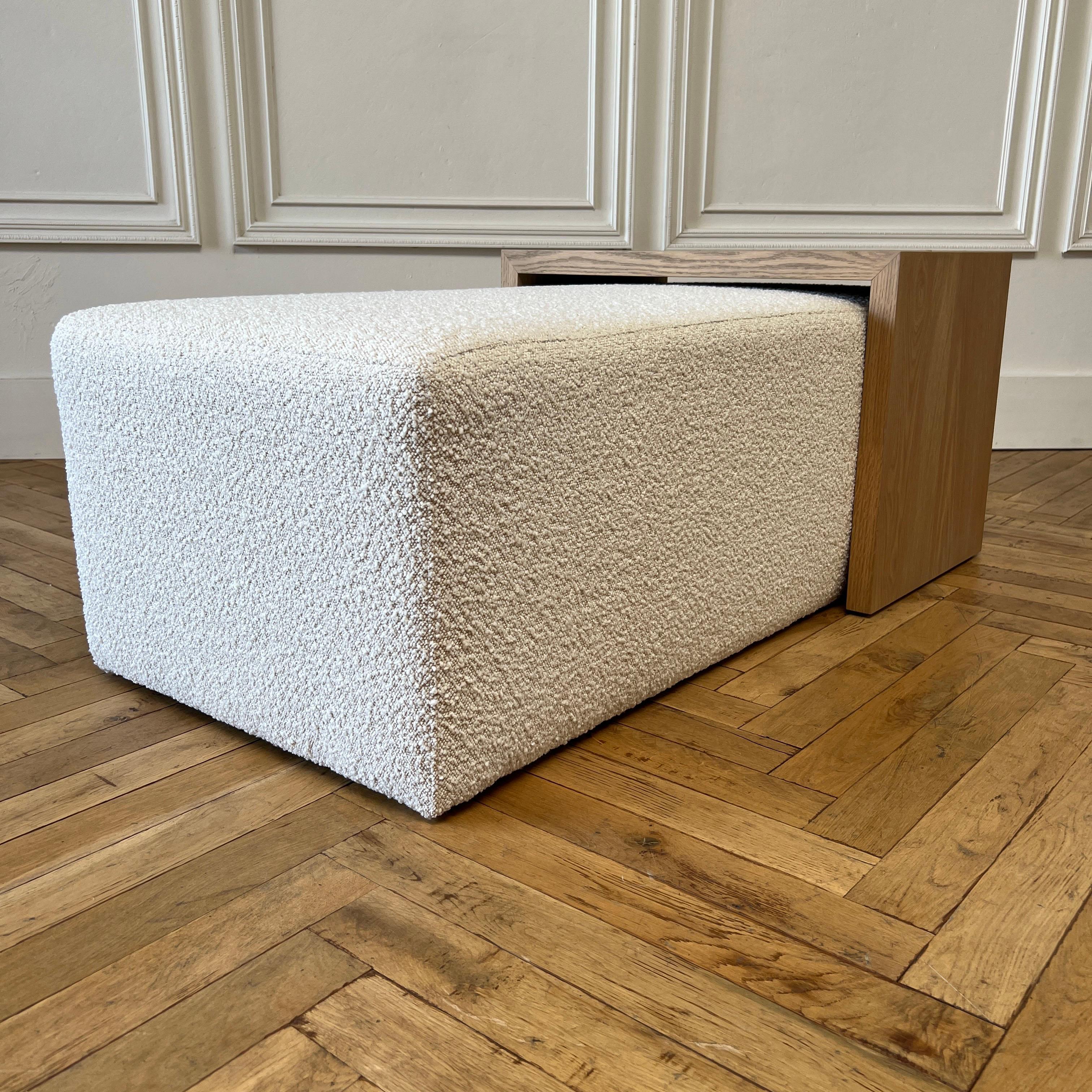 Custom COM Ottoman with WALNUT Waterfall Table For Sale 2