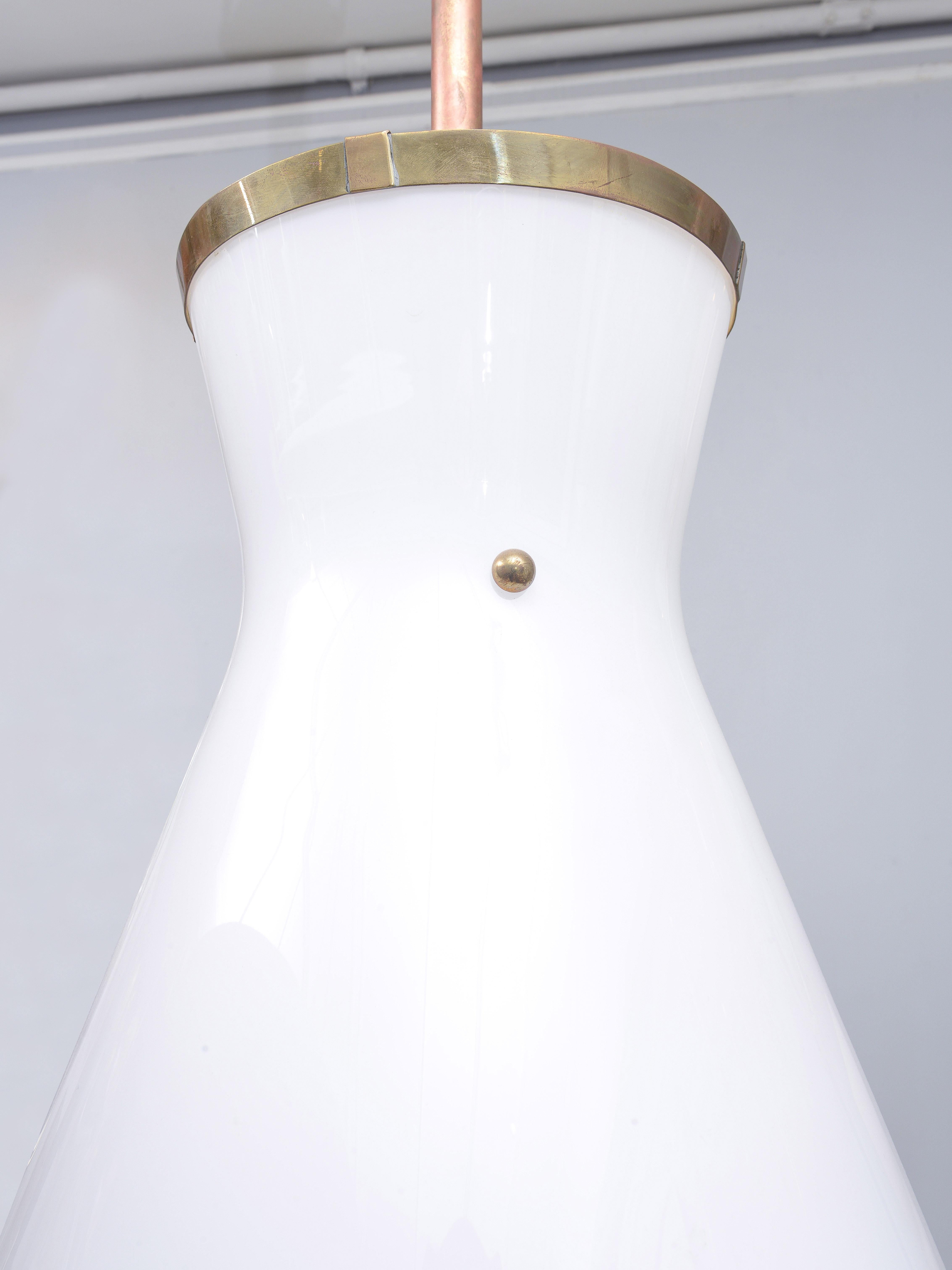 Custom Cone-Shaped Glass and Brass Fixture In New Condition For Sale In New York, NY