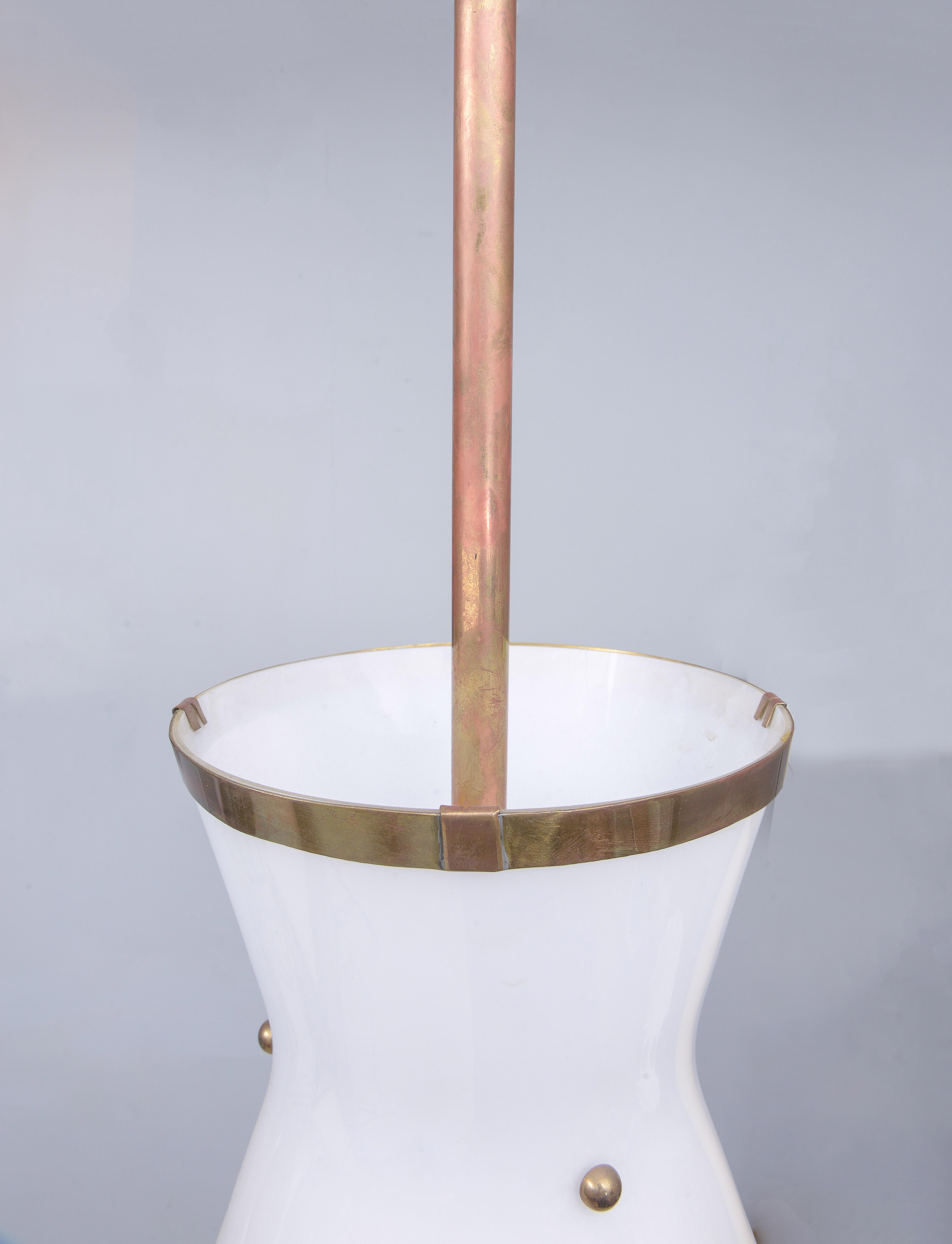 Custom Cone-Shaped Glass and Brass Fixture For Sale 3