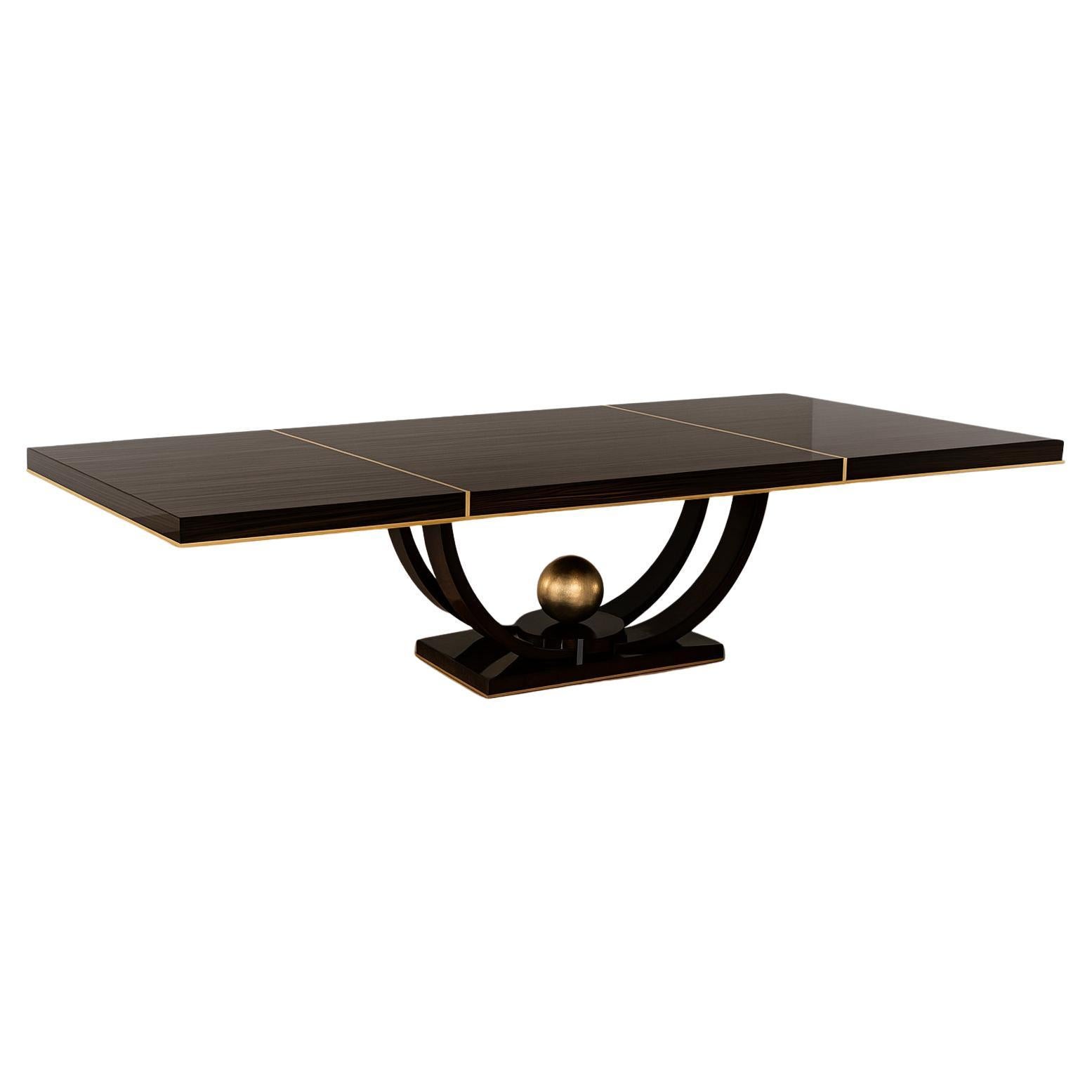 Benutzerdefinierte Konfiguration Art Deco inspiriert Makassar Esstisch Blattgold im Angebot
