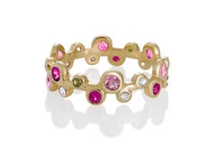 CUSTOM CONSTELLATION ETERNITY RING FOR D -in Pink, White and a Touch of Green