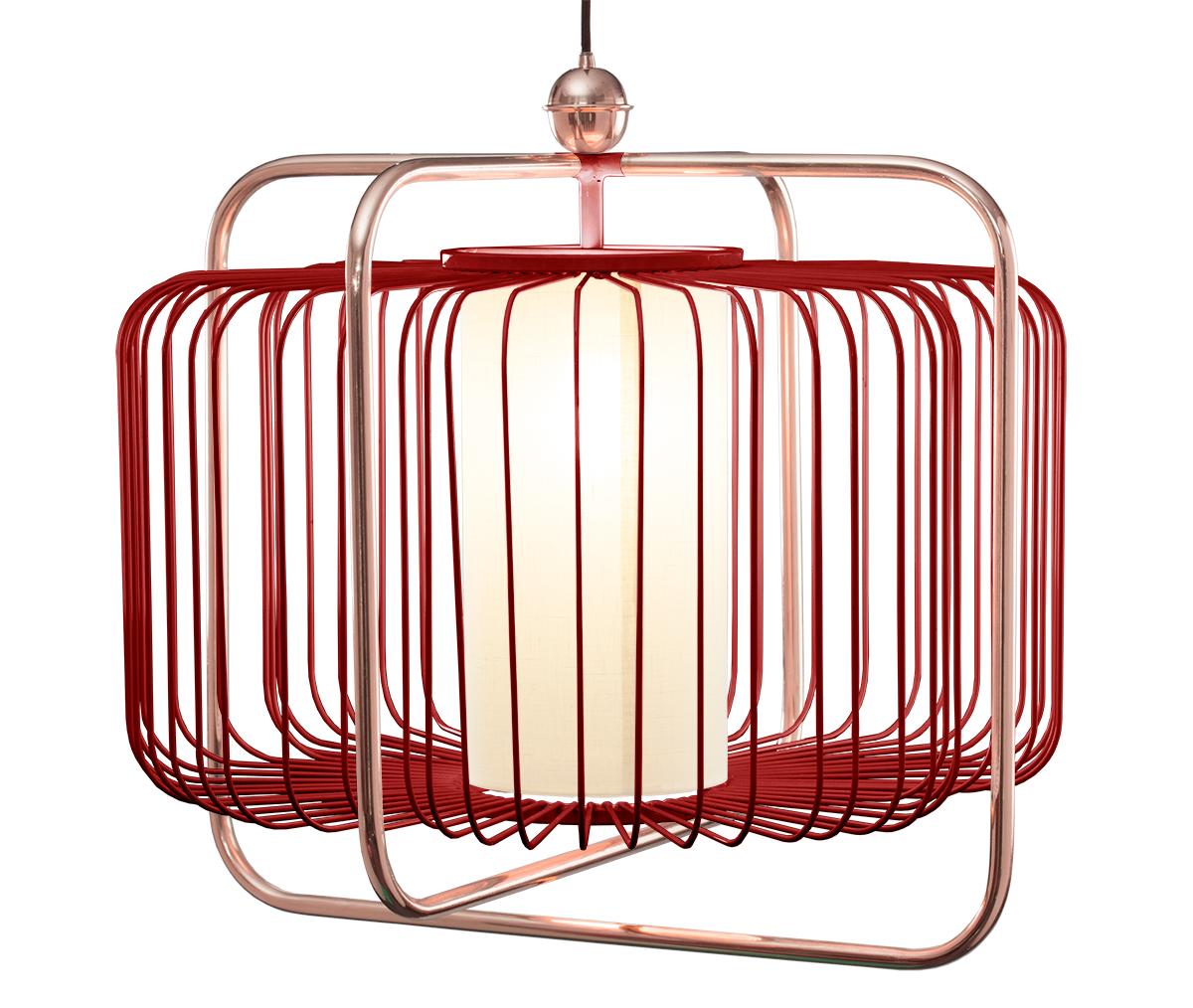 Custom - Contemporary Art Deco inspired Jules I Pendant Lamp in Copper Cobalt For Sale 4