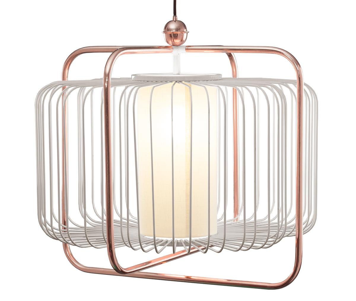 Custom - Contemporary Art Deco inspired Jules I Pendant Lamp in Copper Cobalt For Sale 6