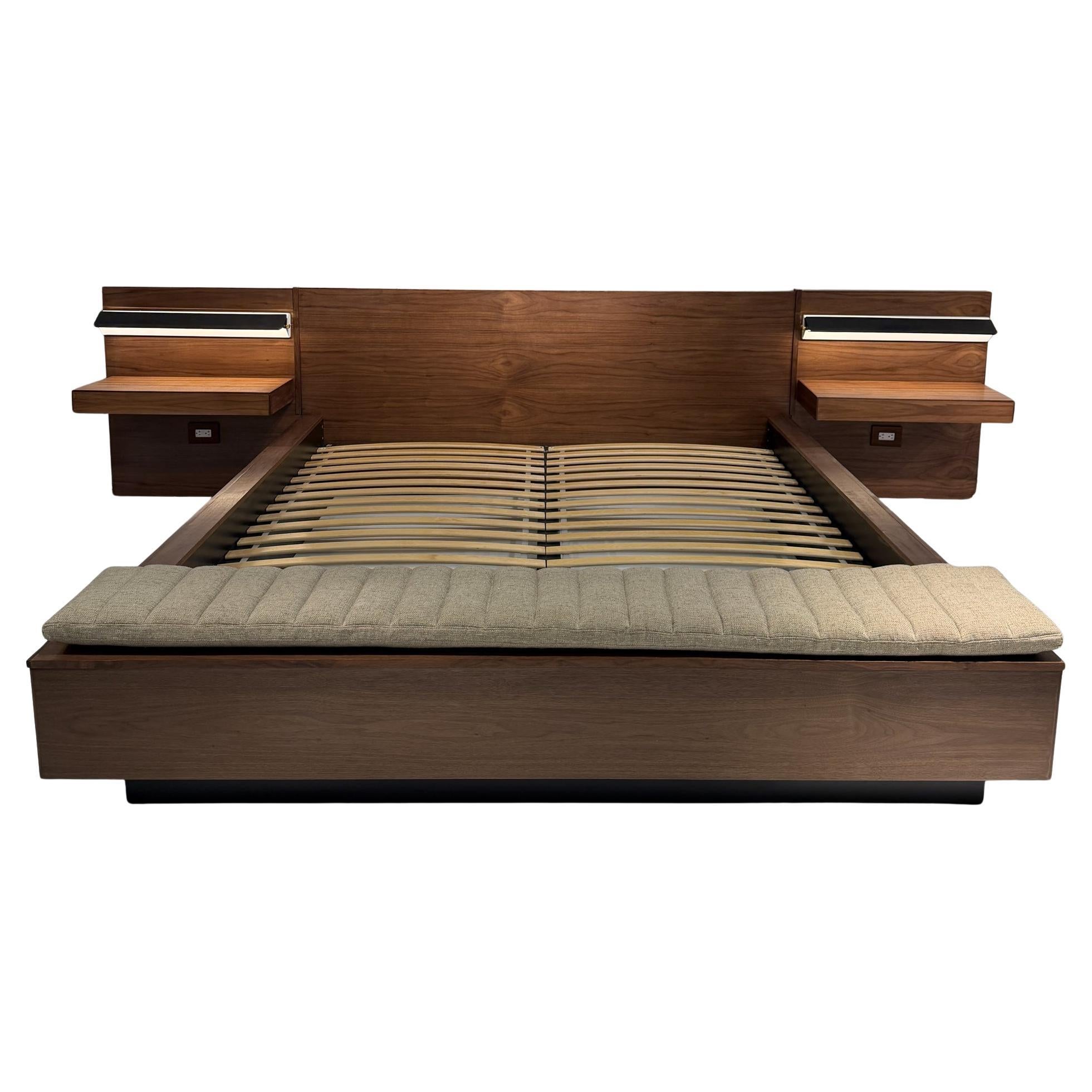 Custom Contemporary King Bed in Walnut Wood-Designed by AMBIANIC
