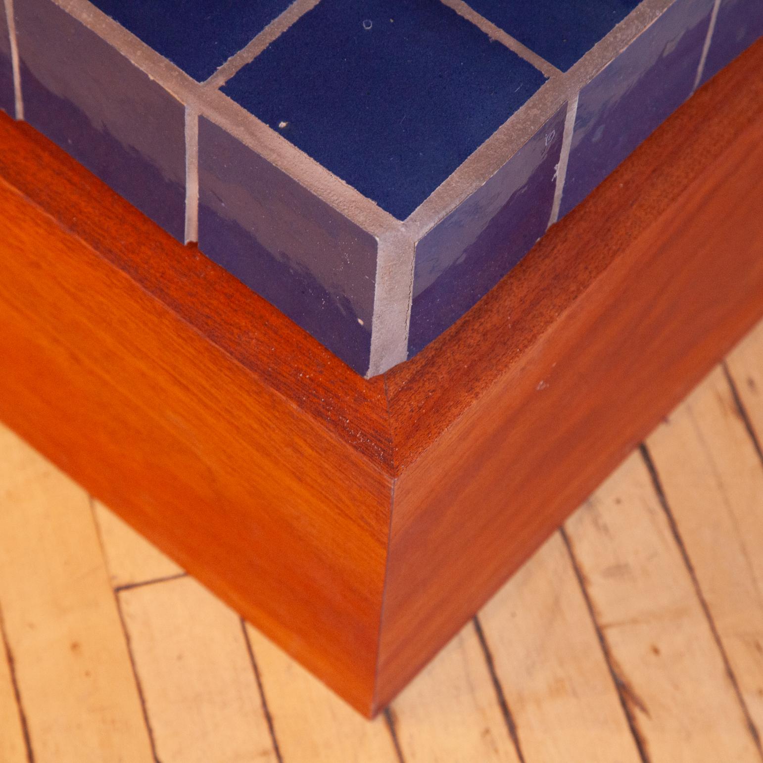 Post-Modern Custom Contemporary Tile and Mahogany Table For Sale