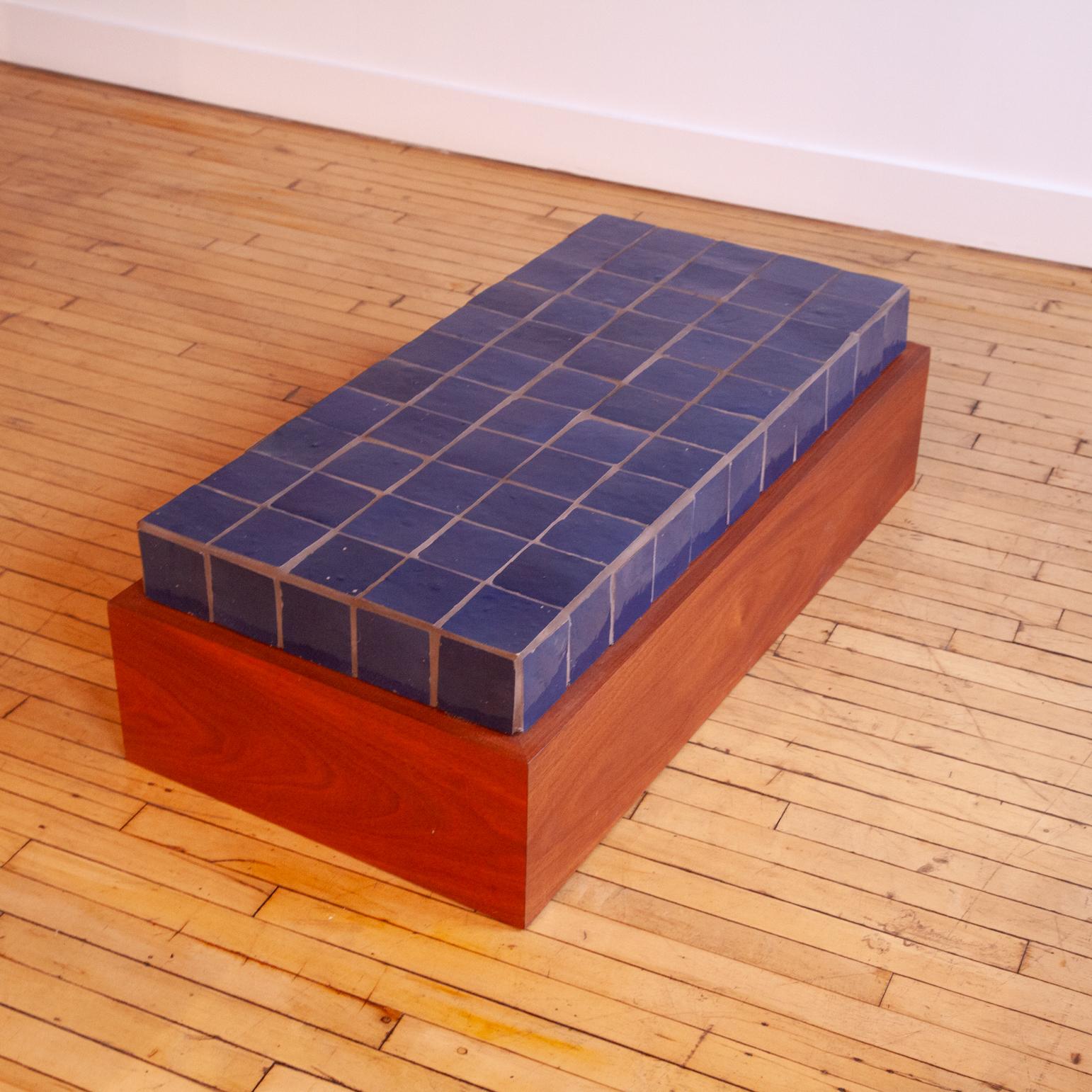 Custom Contemporary Tile and Mahogany Table In Good Condition For Sale In Philadelphia, PA