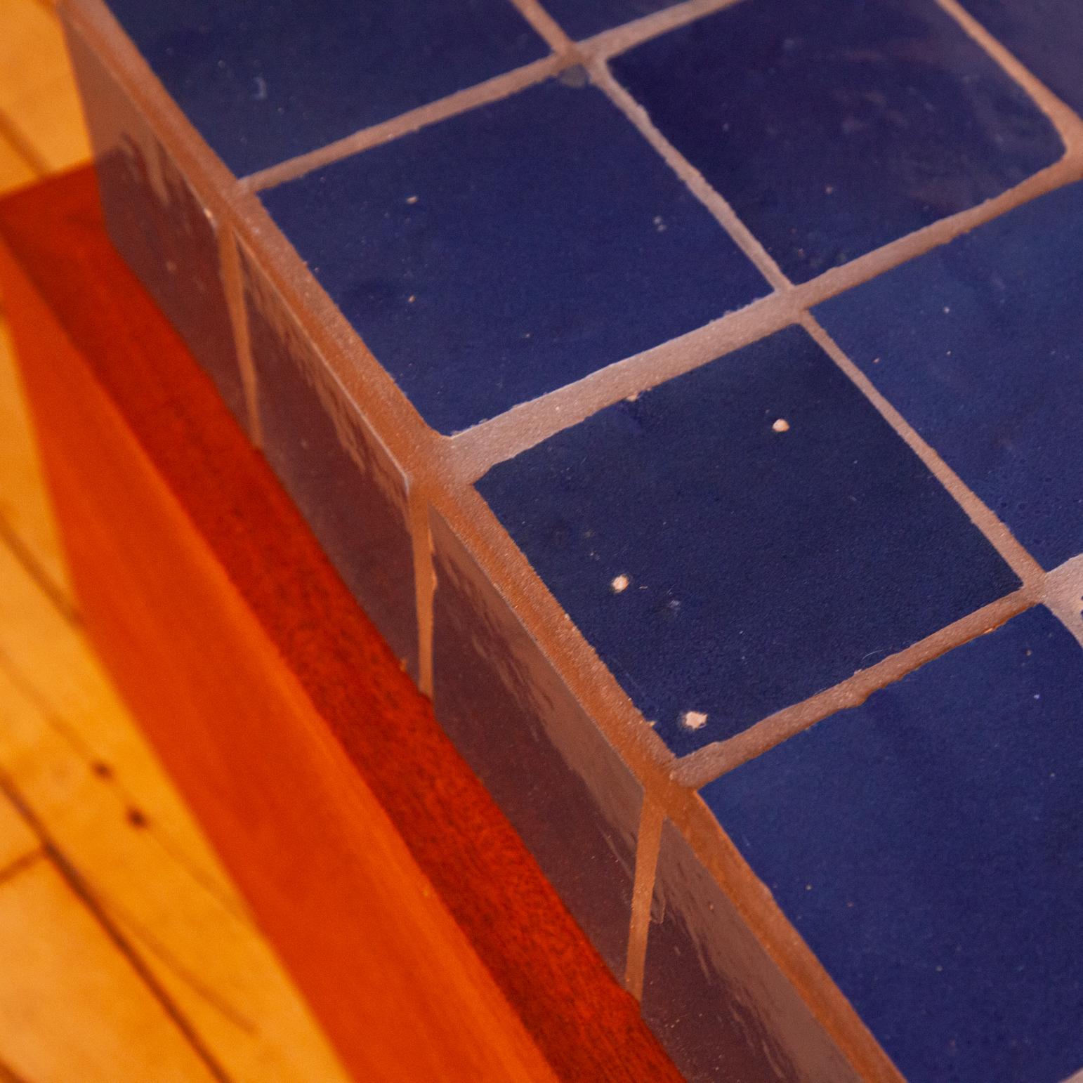 Custom Contemporary Tile and Mahogany Table For Sale 1