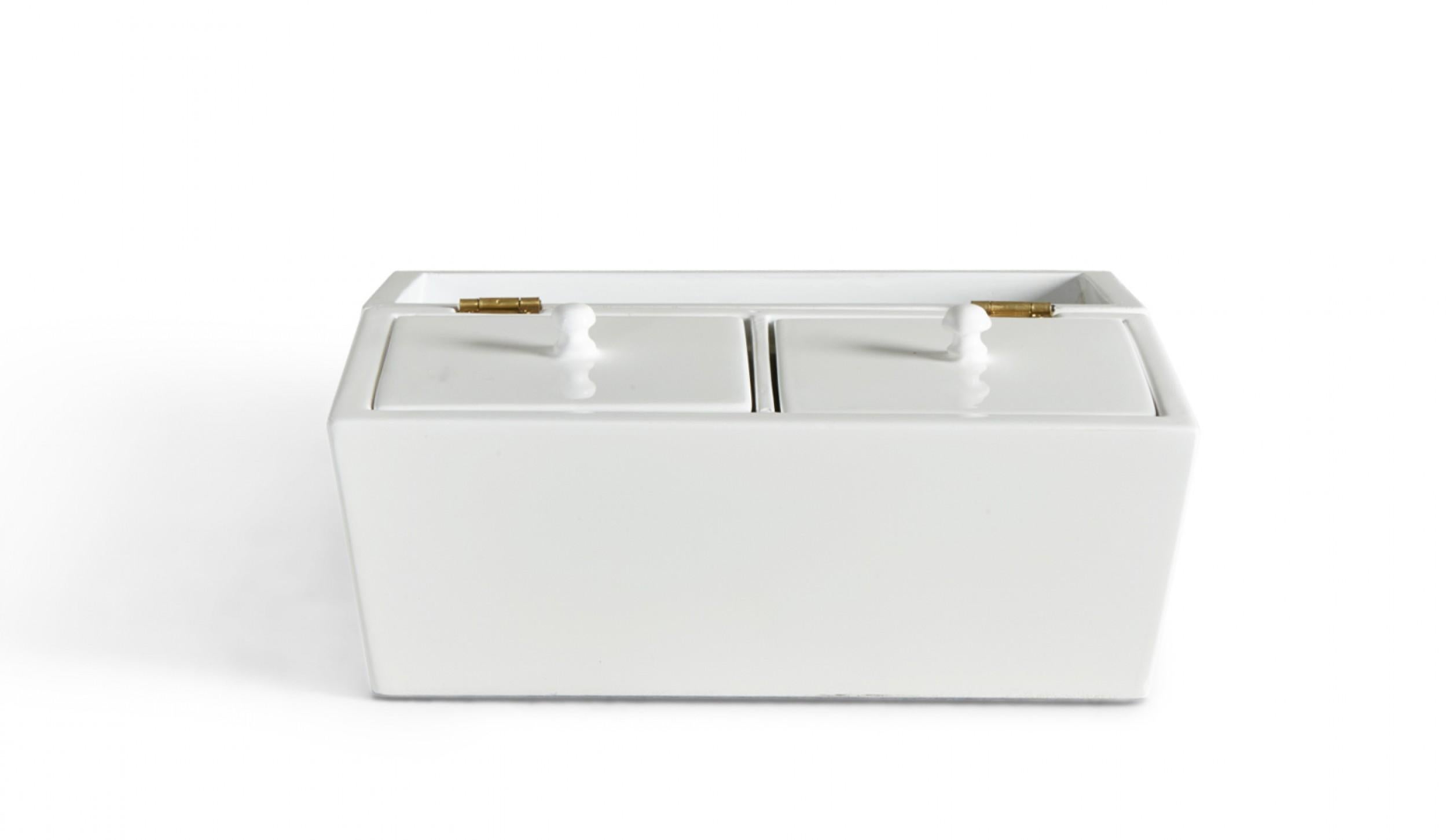 Custom Contemporary White Lacquered Rectangular Wooden Decorative Box For Sale 1