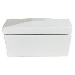 Custom Contemporary White Lacquered Rectangular Wooden Decorative Box