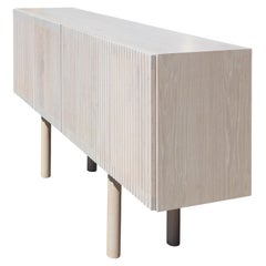 Custom Contemporary White Stained Oak Fluted Front Modern Sideboard