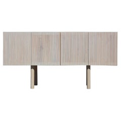 Custom Contemporary White Stained Oak Fluted Front Modern Sideboard