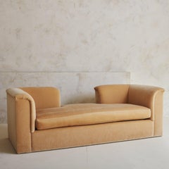 Custom Conversation Sofa in Golden Mohair, Usa 2000s