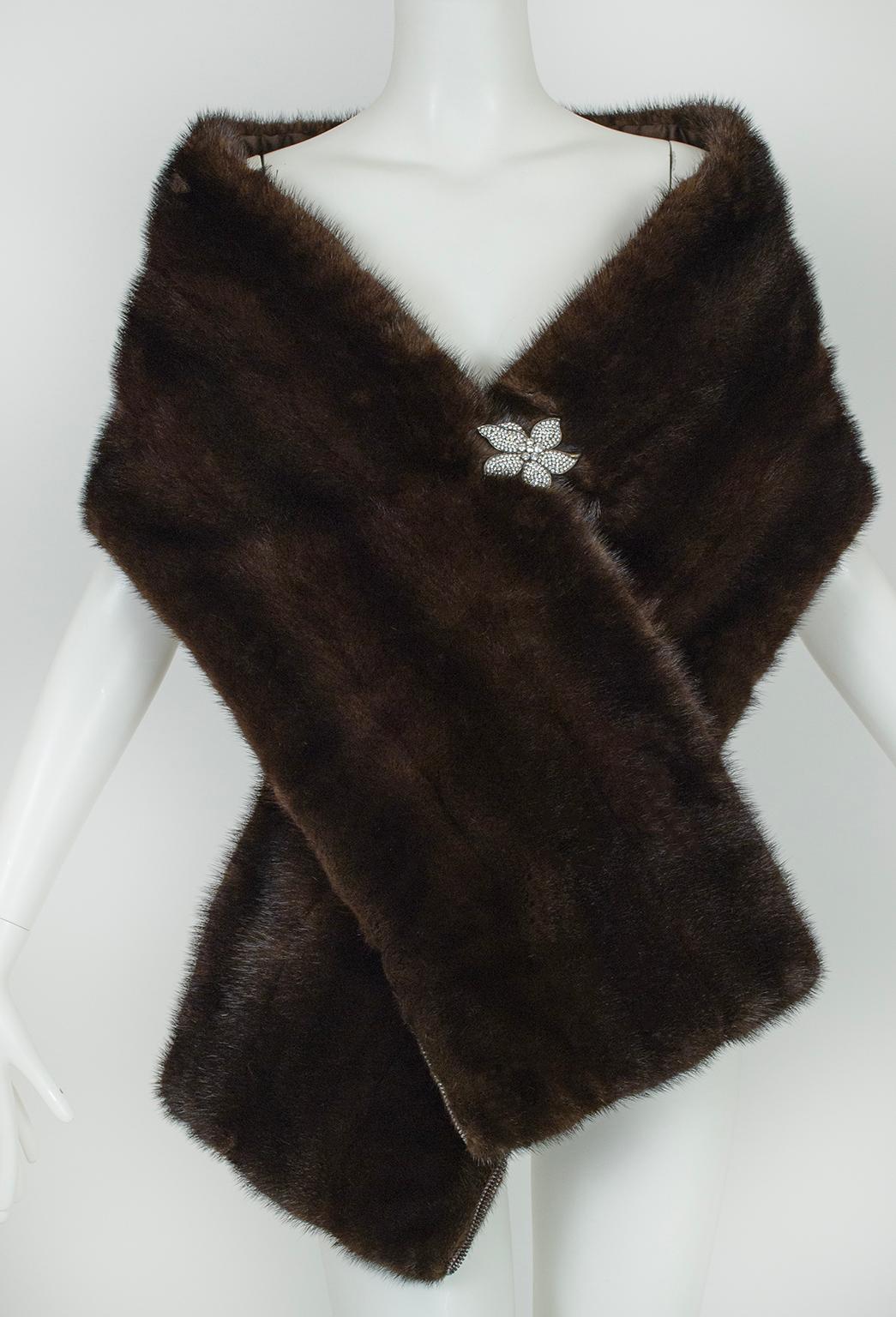 Custom Convertible Length Brown-Black Horizontal Ranch Mink Coat – S, 1971 For Sale 11