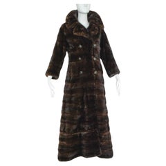 Used Custom Convertible Length Brown-Black Horizontal Ranch Mink Coat – S, 1971