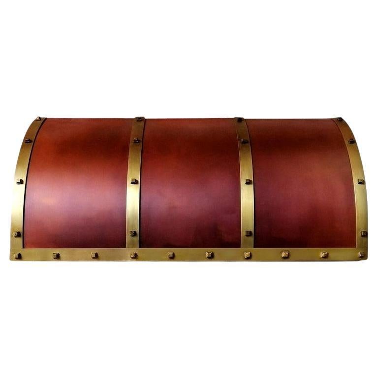 Custom Copper and Brass Kitchen Range Hood For Sale