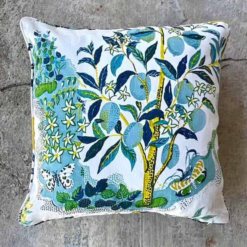 American Custom Costal Schumacher “Citrus Garden” Throw Pillow For Sale